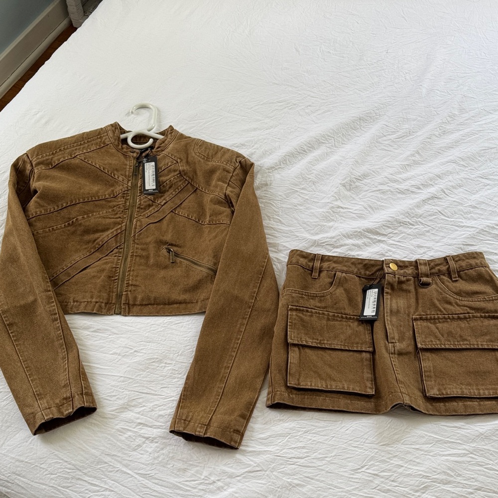 PrettyLittleThing Brown Skirt Set